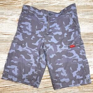 Levi's Boys Shorts Sz 14 Blue Gray Camo Elastic Adjustable Waist‎ Cargo